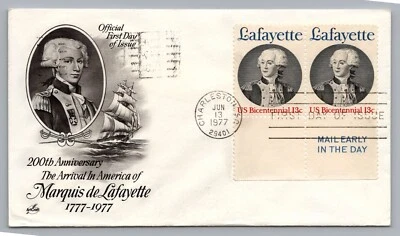 1977 FDC Charleston SC Marquis de Lafayette US Bicentennial 13C Mail Early Cover - Image 1 of 2