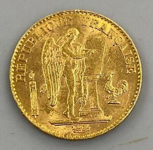 1897 A French Gold 20 Franc Angel Coin .1867AGW AU L17236