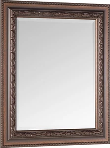 Addyson Rich Brown Embossed Framed Rectangular Mirror, Beveled Accent Decorative - Picture 1 of 10