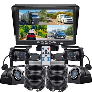 7" Quad Split Monitor+4xSide View Backup Camera System For Semi Truck Trailer RV - Picture 1 of 14