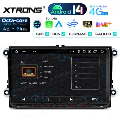 9" Android 14 Car Stereo Radio GPS Built-in DAB/DAB+ 8Core 4+64GB CarPlay For VW - Image 1 of 4