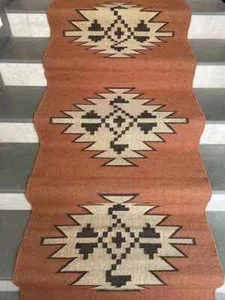 Navajo Natural Tejido a Mano Lana Yute Vintage Kilim Tradicional Corredor Alfombras Aztecas - Imagen 1 de 8
