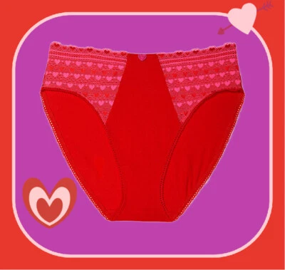 L XL XXL Rojo Rosa Corazón Encaje Algodón Victoria Secret Pierna Alta Cintura Calzoncillo Panty Foto 1 de 4