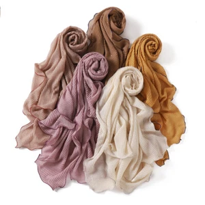 Muslim Women Crinkle Long Scarf Solid Color Shawl Head Wrap Islamic Headscarf - Picture 1 of 32