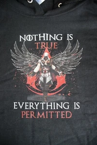 NOTHING IS TRUE- EVERYTHING IS PERMITTED Hoodie Sweatshirt, Medium, Black - Picture 1 of 5