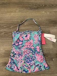 Lilly Pulitzer Tankini Halter Swimsuit Top Women's Size 4 Colorful Pink/Blue - Picture 1 of 7