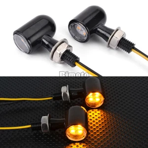 Universal Motorcycle LED Mini Turn Signal Amber Light Indicators Blinker Black - Imagen 1 de 11