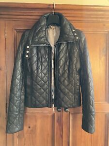Doma Black Quilted Leather Women’s Biker Jacket Size M NWOT