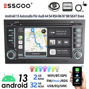 Android 13 Autoradio Carplay GPS Navi RDS Für Audi A4 S4 RS4 B6 B7 B8 SEAT EXEO - Bild 1 von 15
