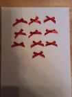 Pack Of 10 Red Bows  Great For Cards,crafts And Scrapbooking 