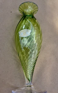 Stunning Vintage Signed Val St. Lambert Art Glass Mid Century Chartreuse Vase - Picture 1 of 5