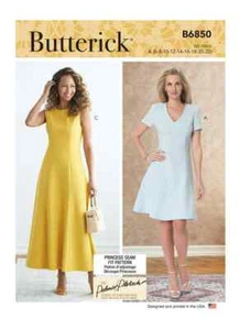 Butterick Sewing Pattern 6850 Misses 6-22 Jewel or V-Neck Fit & Flare Dresses - Picture 1 of 7