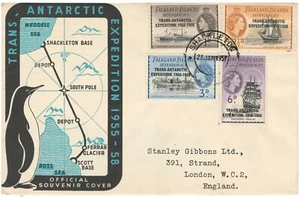 FALKLAND ISLANDS FDC COVER TRANS-ANTRACTIC EXPEDITION OVPT. TO UK LOT (BCL 119) - Picture 1 of 1
