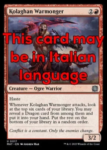 MTG 2x KOLAGHAN WARMONGER 17 EXC - GUERRAFONDAIO DI KOLAGHAN - MAT - MAGIC - Picture 1 of 1
