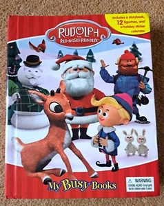 Rudolph the Red-Nosed Reindeer My Busy Book With Map, Stickers & All 12 Figures - Picture 1 of 10