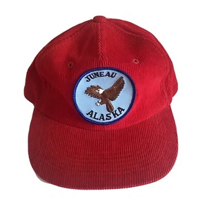Vintage 80er Sam Jung Juneau Alaska Patch Cord Trucker Cap Mütze rot Snapback Adler - Bild 1 von 7