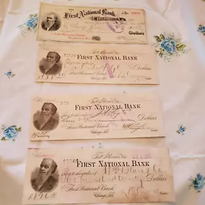 VTG Ephemera Canceled Checks 1886, 1887, 1889 First Nat'l Bank Wisconsin - Picture 1 of 2