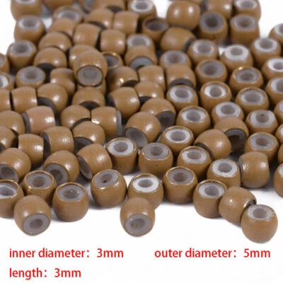 Micro Ringe Braun Schwarz Micro Perlen Silikon gefüttert Tip Hair Extensions 3mm - Bild 1 von 4