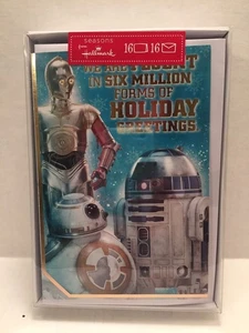 Hallmark Star Wars Holiday Greetings Christmas Cards Droids C-3PO R2-D2 BB-8 - Picture 1 of 6