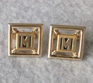 M Monogram Initial Letter Vintage SWANK Cuff Links Mark Michael Matt Mitch Max - Picture 1 of 5
