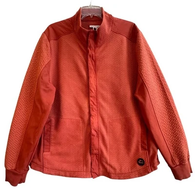 Cárdigan Suéter Carbon2Cobalt Para Hombre Cremallera Completa Tejido Talla L Naranja Quemado Óxido Informal Foto 1 de 4