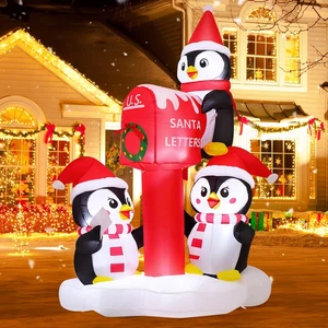 GOOSH 6.5 FT Christmas Inflatables Penguins Outdoor Decorations Blow up Yard 3 P - Picture 1 of 12