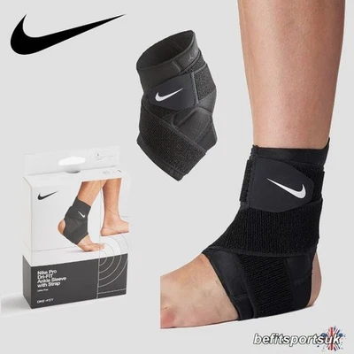 NIKE PRO ANKLE SLEEVE STRAP SUPPORT DRI FIT SPORTS COMPRESSION FOOT INJURY BLACK - Image 1 of 4