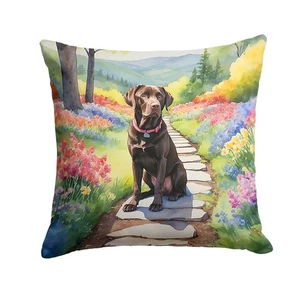 Labrador Retriever Spring Path Throw Pillow Machine Washable, Indoor Outdoor - Picture 1 of 7