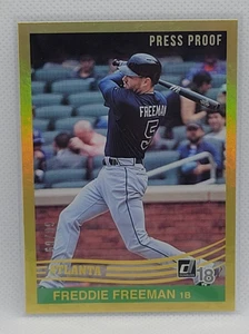 2018 Donruss Freddie Freeman Gold Press Proof #ed 69/99 - Picture 1 of 2