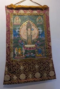 Obra Maestra THANGKA 1000-brazos Avalokitehsvara Nepal BROKAT Nepal 105x63cm - Imagen 1 de 5