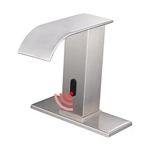 Automatic Sensor Brushed Nickel Touchless Bathroom Sink Faucet with Hole - Picture 1 of 7