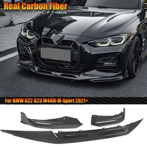 Fit For BMW G22 G23 M440i M-Sport 2021+ Front Bumper Lip Splitter Carbon Fiber - Foto 1 di 12