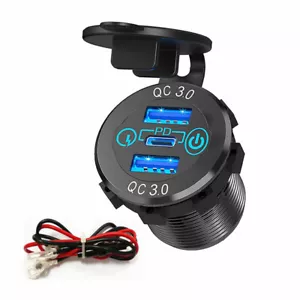 Fast Charge Adapter Multiple Car Charger Socket 12V/24V PD QC Ports Touch Switch - Foto 1 di 15