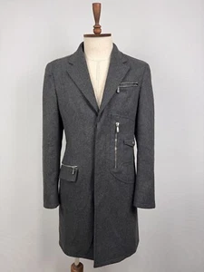 VERSACE grau 100% Wolle Eleganz italienischer Strick zwei Knöpfe einfarbig Herren Mantel Gr. 48 - Bild 1 von 24
