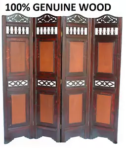 4 PANEL VICTORIAN WOODEN SCREEN ROOM DIVIDER FOLDABLE PARAVENT PARTITION - Picture 1 of 6