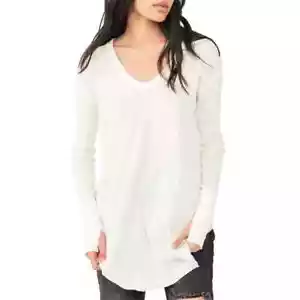 Free People We the Free Größe S Colby Langarmshirt in weiß ~ 100% Baumwolle! - Bild 1 von 5