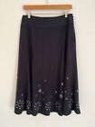 M&S midi skirt, UK size 12, floral embroidered, fit & flare skirt, black navy