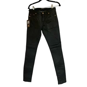Roberto Cavalli Mid Rise Black Wax Coated NWT Skinny Fit Size 42 Women's Jeans - Picture 1 of 7