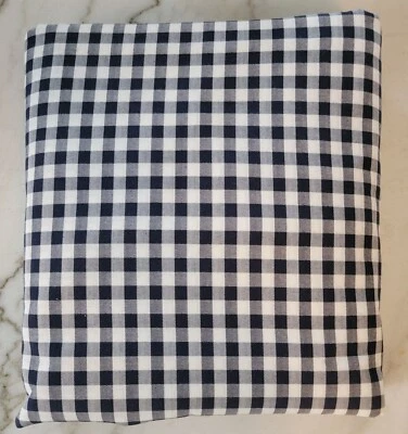 NEW Pottery Barn Navy Blue and White Gingham Flat Sheet - Queen Size [#666] Foto 1 de 3