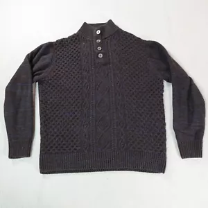 Vintage Fisherman Sweater Mens Medium Black Pullover Thick Knit Grandpa Chunky - Picture 1 of 14