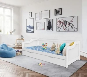 Funktionsbett ca. 90 x 200 cm ausziehbares Bett inkl. Lattenrost weiß - Bild 1 von 2