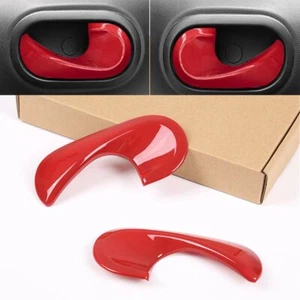 2×Red ABS Interior Door Handle Panel Cover Fit For Mercedes-Benz Smart 2015-2020 - Picture 1 of 6