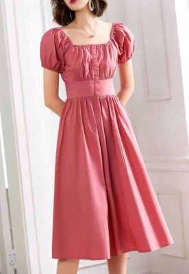 Custom Made To Order Smocked High Waist Casual Party Midi Dress plus 1x-10x Y728 - Image 1 of 4