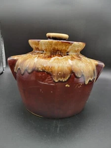 Vintage USA Brown Drip Glaze Bean Pot Cookie Jar - Picture 1 of 7