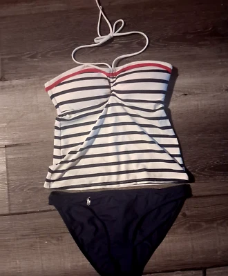 Новый RALPH LAUREN танкини купальник Бандо без бретелек маленький красный белый синий - Изображение 1 из 4