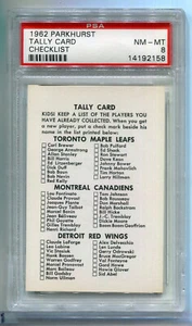 1962 Parkhurst Tally Card PSA 8 NM/MT - Picture 1 of 2
