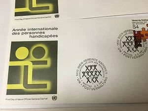 UNITED NATIONS HANDICAPEES FIRST DAY COVER GENEVA CACHETS-2 - Picture 1 of 2