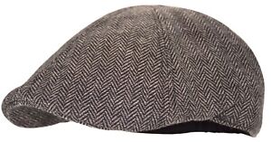 Mens Herringbone pattern pub hat Duckbill Cap Newsboy ivy cap wool blend