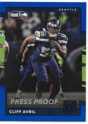 2017 Donruss Football Press Proof Blue Cliff Avril Seahawks - Image 1 of 2