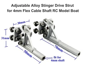 Adjustable Alloy Stinger Drive Strut for 4mm Prop Shaft Flex Cable RC Model Boat - Picture 1 of 18